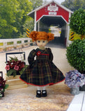 Festive Plaid - dress, tights & shoes for Little Darling Doll or 33cm BJD