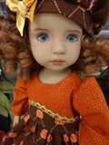 Festive Pumpkin - dress, hat, tights & shoes for Little Darling Doll or 33cm BJD