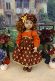 Festive Pumpkin - dress, hat, tights & shoes for Little Darling Doll or 33cm BJD