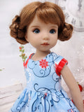 Festive Snowflakes - dress, socks & saddle shoes for Little Darling Doll or 33cm BJD