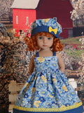 Field of Blue - dress, hat & sandals for Little Darling Doll