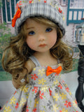Field of Flowers - dress, sweater, hat, socks & shoes for Little Darling Doll or 33cm BJD