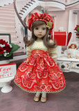 Filigree Heart - dress, hat, tights & shoes for Little Darling Doll or 33cm BJD
