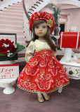 Filigree Heart - dress, hat, tights & shoes for Little Darling Doll or 33cm BJD