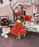 Filigree Heart - dress, hat, tights & shoes for Little Darling Doll or 33cm BJD