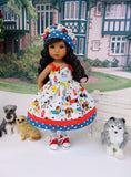 Fire Hydrant Brigade - dress, hat, socks & shoes for Little Darling Doll or 33cm BJD