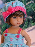 Flamingo Fun - babydoll top, bloomers, hat & sandals for Little Darling Doll