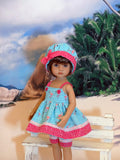 Flamingo Fun - babydoll top, bloomers, hat & sandals for Little Darling Doll