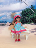 Flamingo Fun - babydoll top, bloomers, hat & sandals for Little Darling Doll