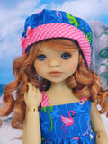 Flirty Flamingo - babydoll top, bloomers, hat & sandals for Little Darling Doll