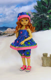 Flirty Flamingo - babydoll top, bloomers, hat & sandals for Little Darling Doll