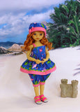 Flirty Flamingo - babydoll top, bloomers, hat & sandals for Little Darling Doll