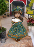 Floral Flourish - dress, hat, tights & shoes for Little Darling Doll or 33cm BJD