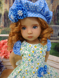 Floral Meadow - dress, beret, tights & shoes for Little Darling Doll or other 33cm BJD