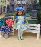 Floral Meadow - dress, beret, tights & shoes for Little Darling Doll or other 33cm BJD