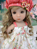 Floral Trellis - dress, hat, socks & shoes for Little Darling Doll or 33cm BJD