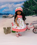 Florida Flamingo - dress, hat, socks & shoes for Little Darling Doll or other 33cm BJD