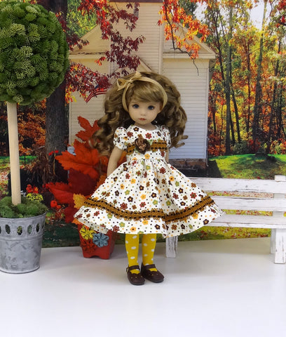 Floral Frenzy - dress, tights & shoes for Little Darling Doll or other 33cm BJD