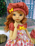 Flowers in Fall - dress, beret, tights & shoes for Little Darling Doll or 33cm BJD