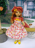 Flowers in Fall - dress, beret, tights & shoes for Little Darling Doll or 33cm BJD