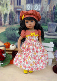 Flowers in Fall - dress, beret, tights & shoes for Little Darling Doll or 33cm BJD