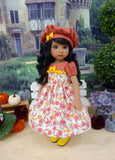 Flowers in Fall - dress, beret, tights & shoes for Little Darling Doll or 33cm BJD