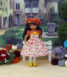 Flowers in Fall - dress, beret, tights & shoes for Little Darling Doll or 33cm BJD