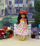 Flowers in Fall - dress, beret, tights & shoes for Little Darling Doll or 33cm BJD