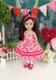 Fluttering Hearts - dress, tights & shoes for Little Darling Doll or 33cm BJD