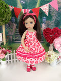 Fluttering Hearts - dress, tights & shoes for Little Darling Doll or 33cm BJD