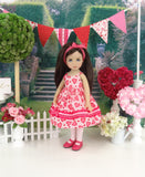 Fluttering Hearts - dress, tights & shoes for Little Darling Doll or 33cm BJD