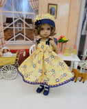 Folk Floral - dress, hat, tights & shoes for Little Darling Doll or other 33cm BJD