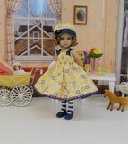 Folk Floral - dress, hat, tights & shoes for Little Darling Doll or other 33cm BJD