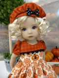 Folk Jack O'Lantern - dress, beret, tights & shoes for Little Darling Doll or 33cm BJD