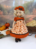 Folk Jack O'Lantern - dress, beret, tights & shoes for Little Darling Doll or 33cm BJD