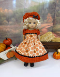 Folk Jack O'Lantern - dress, beret, tights & shoes for Little Darling Doll or 33cm BJD