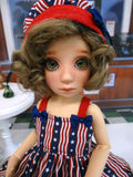 Freedom Flag - babydoll top, bloomers, hat & sandals for Little Darling Doll or 33cm BJD