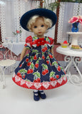 Fresh Cherries - dress, hat, tights & shoes for Little Darling Doll or 33cm BJD