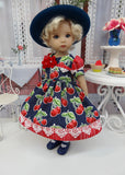 Fresh Cherries - dress, hat, tights & shoes for Little Darling Doll or 33cm BJD