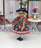 Fresh Cherries - dress, hat, tights & shoes for Little Darling Doll or 33cm BJD