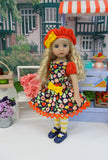 Fresh Fruit Stand - dress, beret, tights & shoes for Little Darling Doll or other 33cm BJD