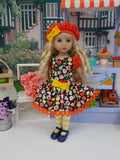 Fresh Fruit Stand - dress, beret, tights & shoes for Little Darling Doll or other 33cm BJD