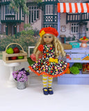 Fresh Fruit Stand - dress, beret, tights & shoes for Little Darling Doll or other 33cm BJD