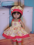 Frosted Cupcake - babydoll top, bloomers, hat & sandals for Little Darling Doll