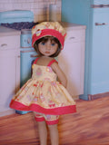 Frosted Cupcake - babydoll top, bloomers, hat & sandals for Little Darling Doll