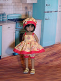 Frosted Cupcake - babydoll top, bloomers, hat & sandals for Little Darling Doll