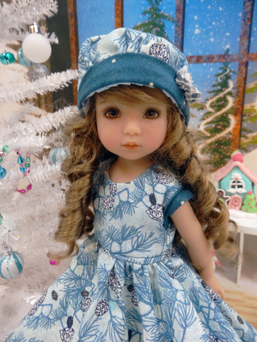 Frosted Pinecones - dress, hat, tights & shoes for Little Darling Doll or 33cm BJD