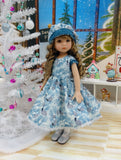 Frosted Pinecones - dress, hat, tights & shoes for Little Darling Doll or 33cm BJD