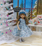 Frosted Pinecones - dress, hat, tights & shoes for Little Darling Doll or 33cm BJD
