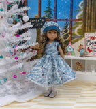 Frosted Pinecones - dress, hat, tights & shoes for Little Darling Doll or 33cm BJD